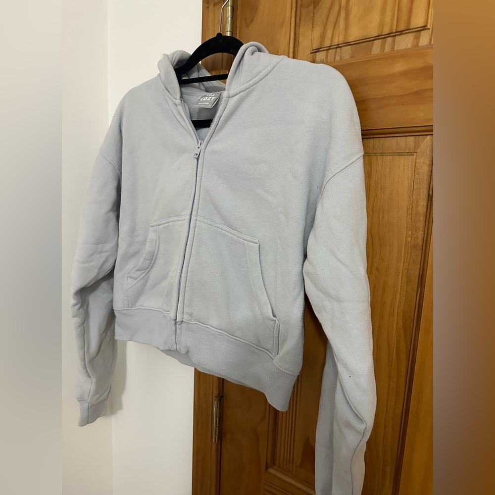 TNA boyfriend boxy cropped zip up in size small